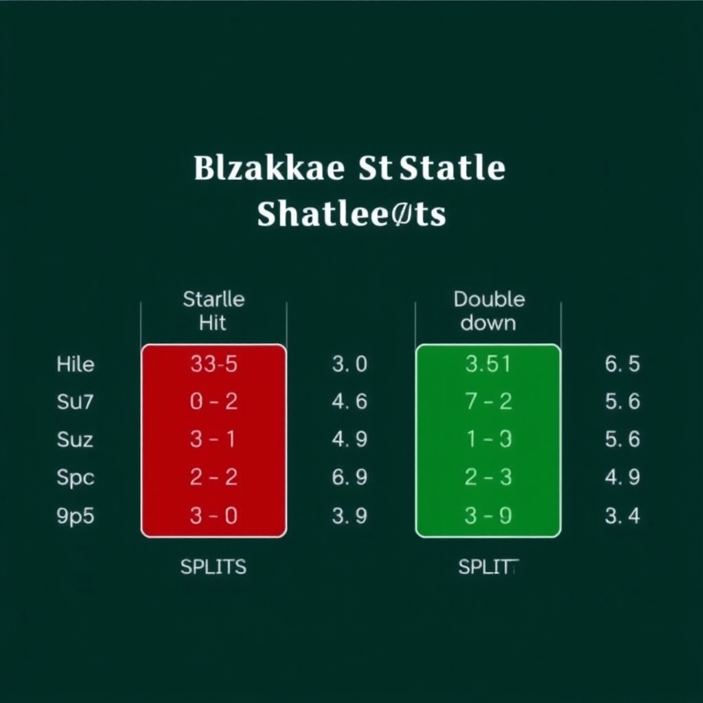 Tabla de estrategia básica de blackjack mostrando cuándo pedir, plantarse, doblar o dividir según las cartas